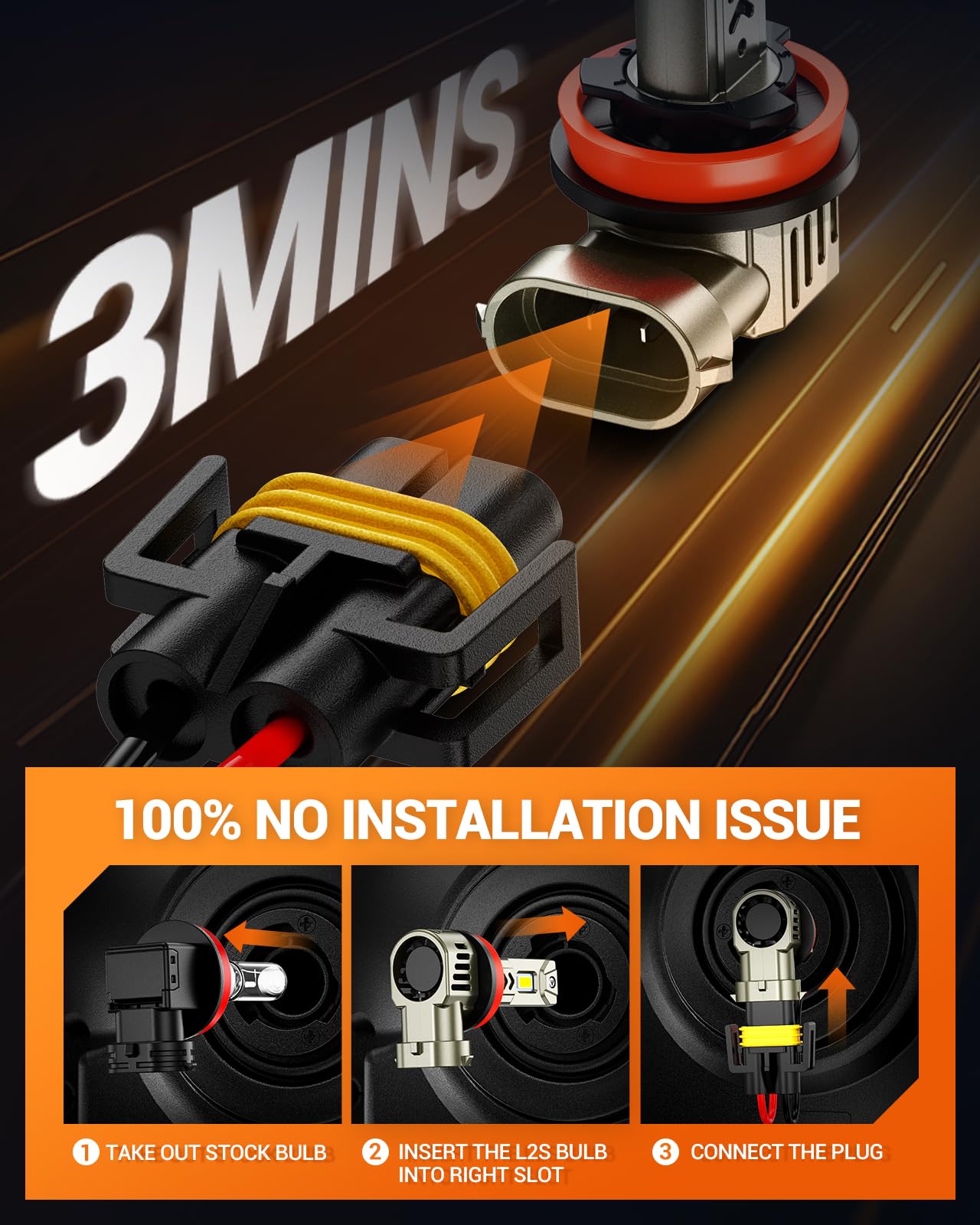 SEALIGHT 9005-H11 LED bulbs cooling-fan delivers cooler operation and steadier performance.