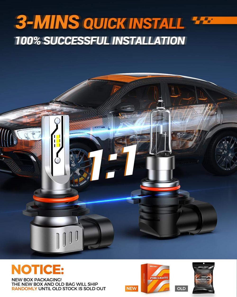 SEALIGHT H10 LED fog bulbs in socket demonstrates plug-and-play installation
