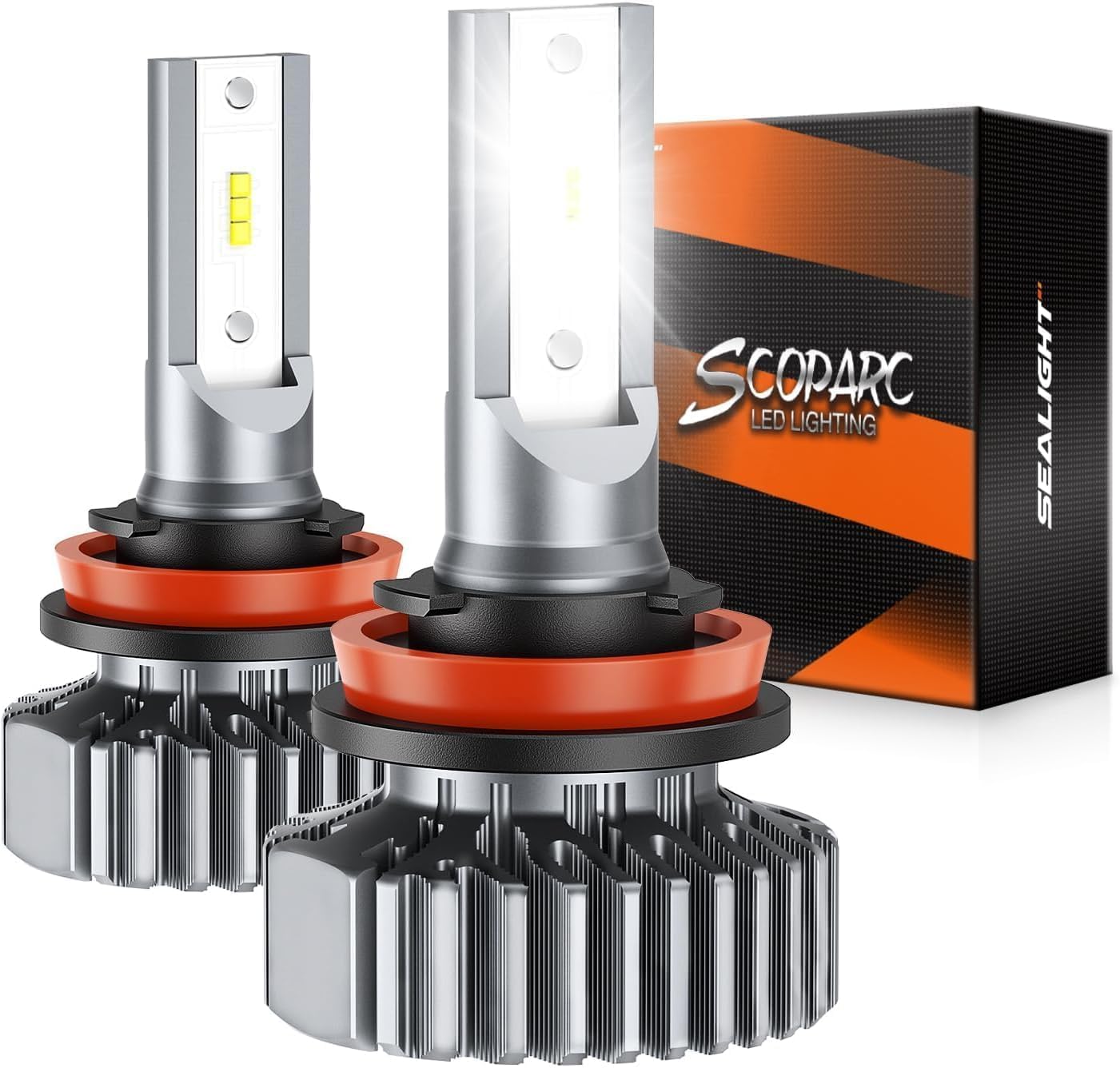 SEALIGHT H11/H8/H9 bulbs with cooling fan for cooler operation and clearer night visibility.