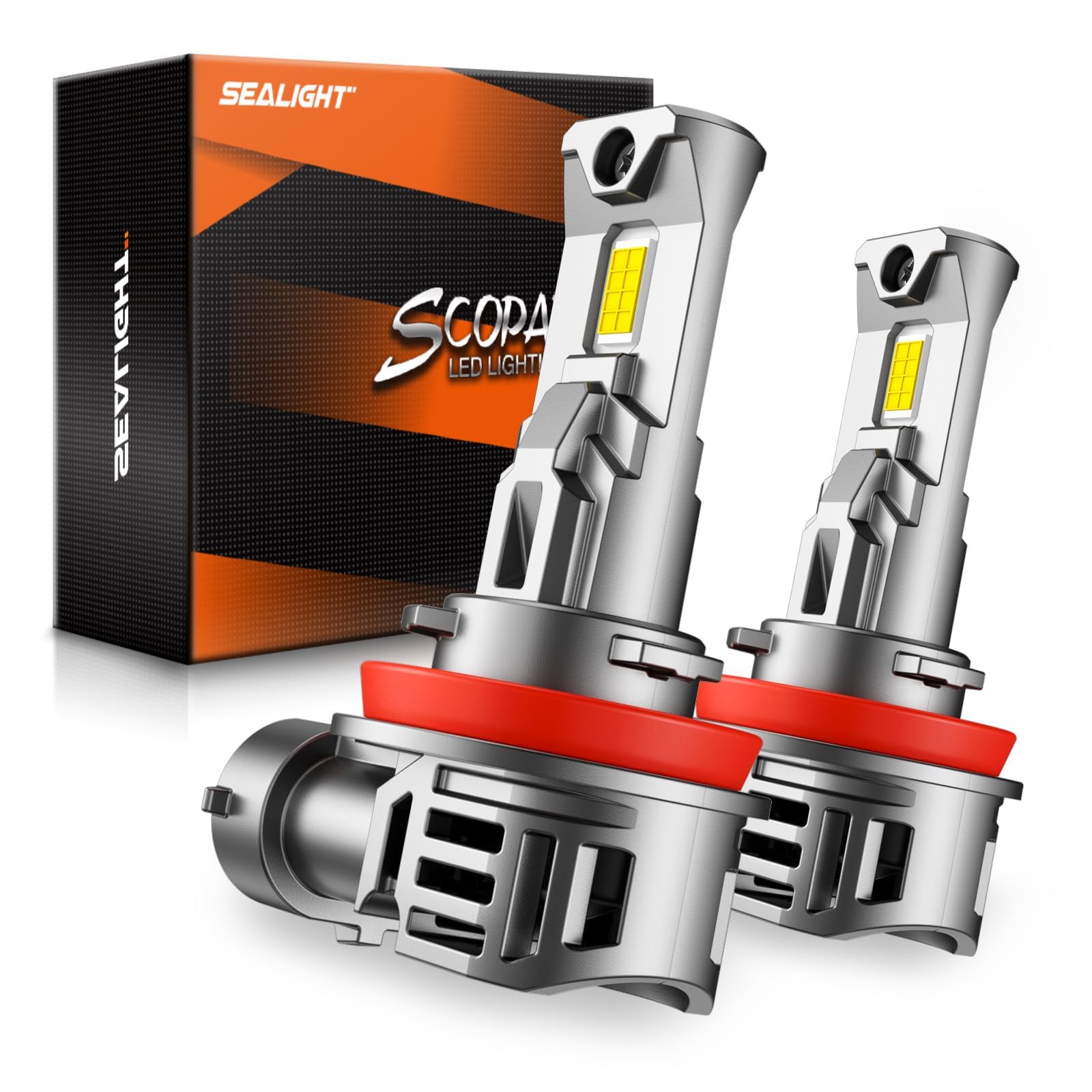 SEALIGHT H11/H9/H16 mini-size bulbs for easy plug-and-play upgrade.