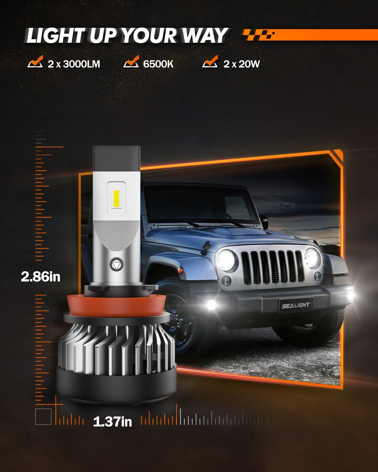 SEALIGHT turbo fan cooling maintains brightness and extends bulb life
