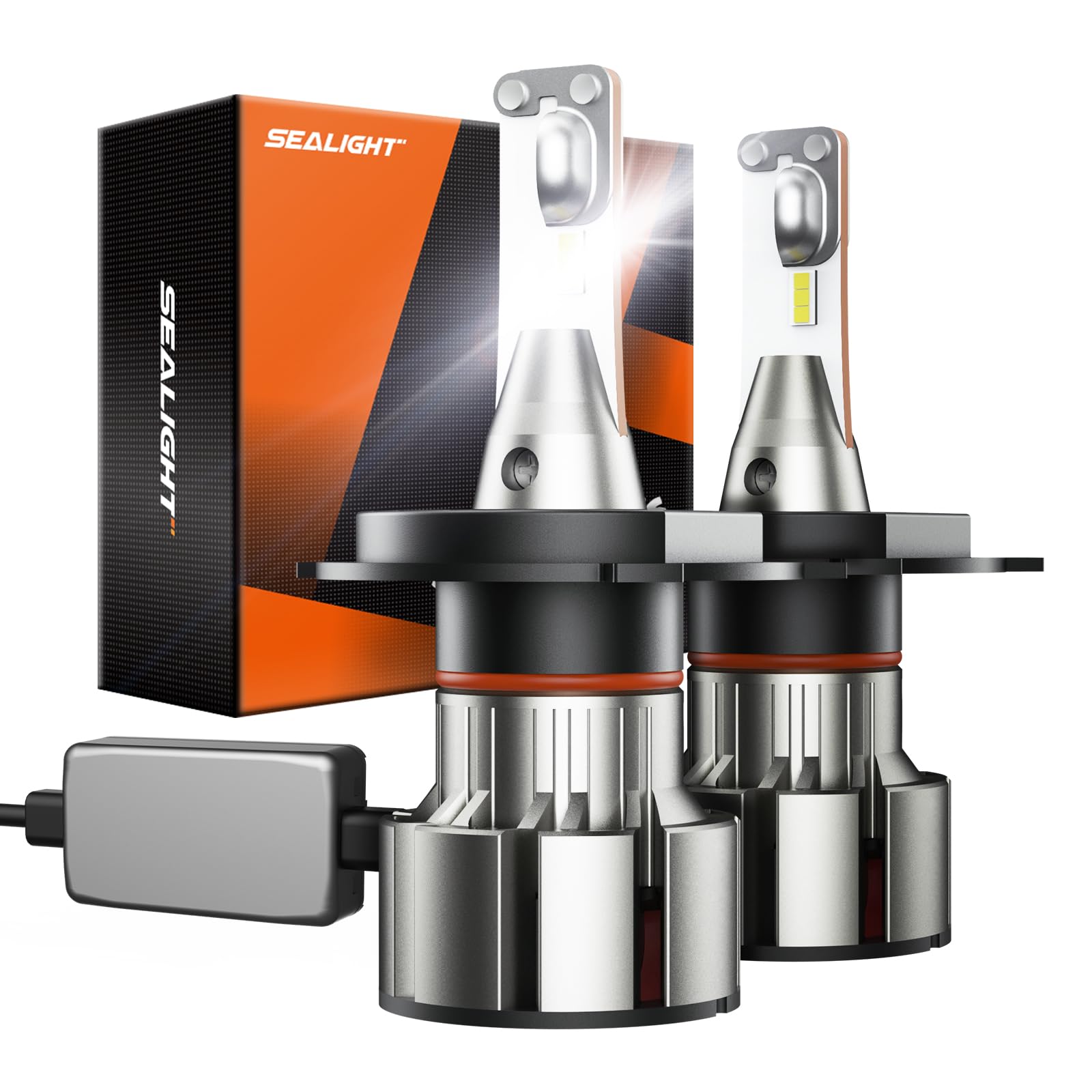 SEALIGHT H4 bulb front view delivers bright daylight-like illumination for safer night driving