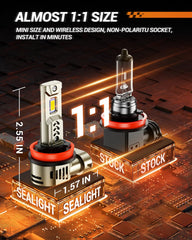 SEALIGHT 9005-H11 LED bulbs quick install enables tool-free upgrade in minutes.