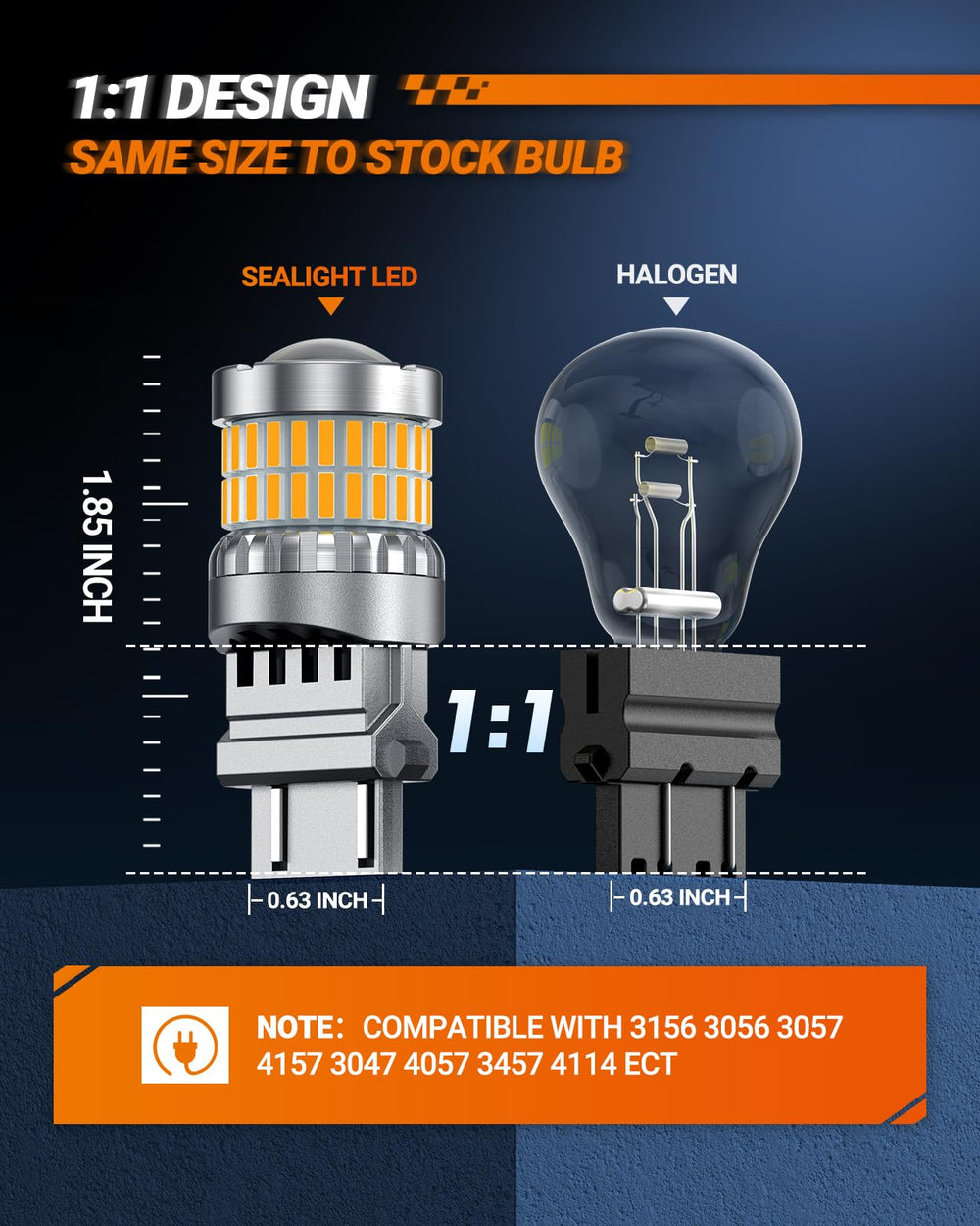 SEALIGHT 3157 bulbs compatible with 12V and 24V vehicles for versatile use.