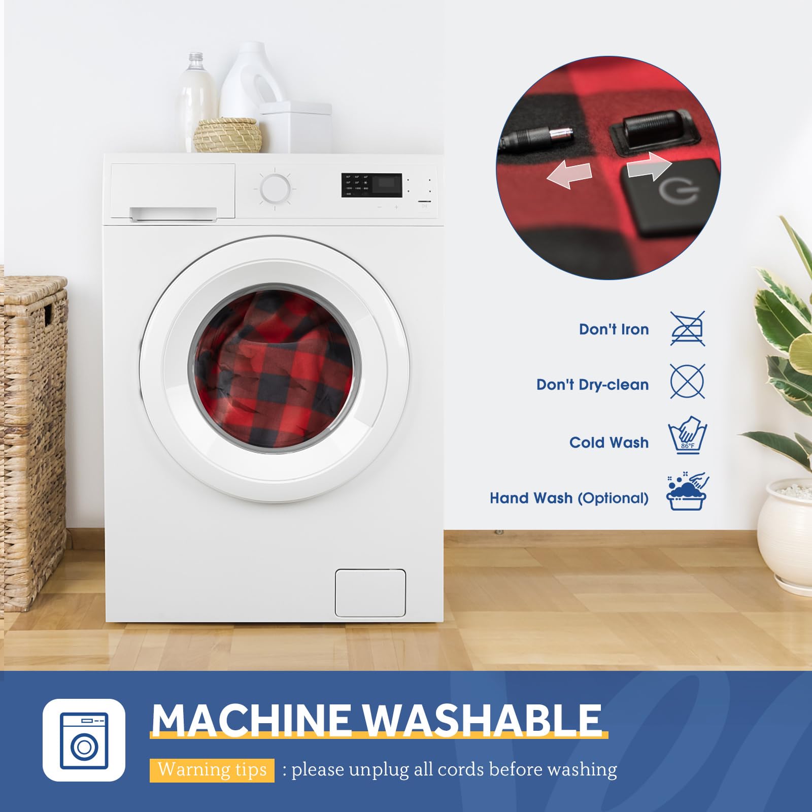 Sealy plaid blanket is machine washable for easy care