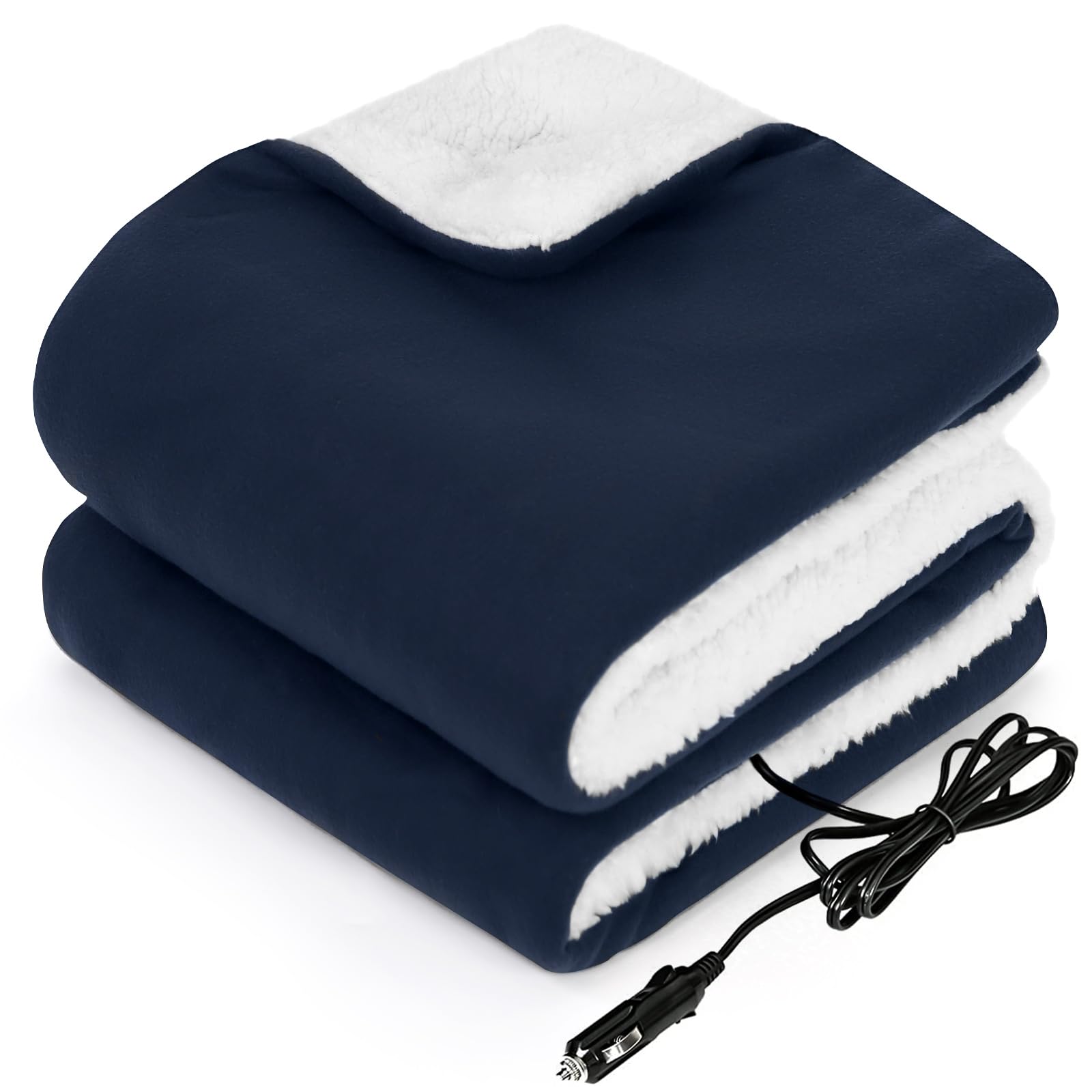 Sealy 12V heated car blanket folded compact for easy storage and on-the-go warmth