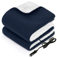 Sealy 12V heated car blanket folded compact for easy storage and on-the-go warmth
