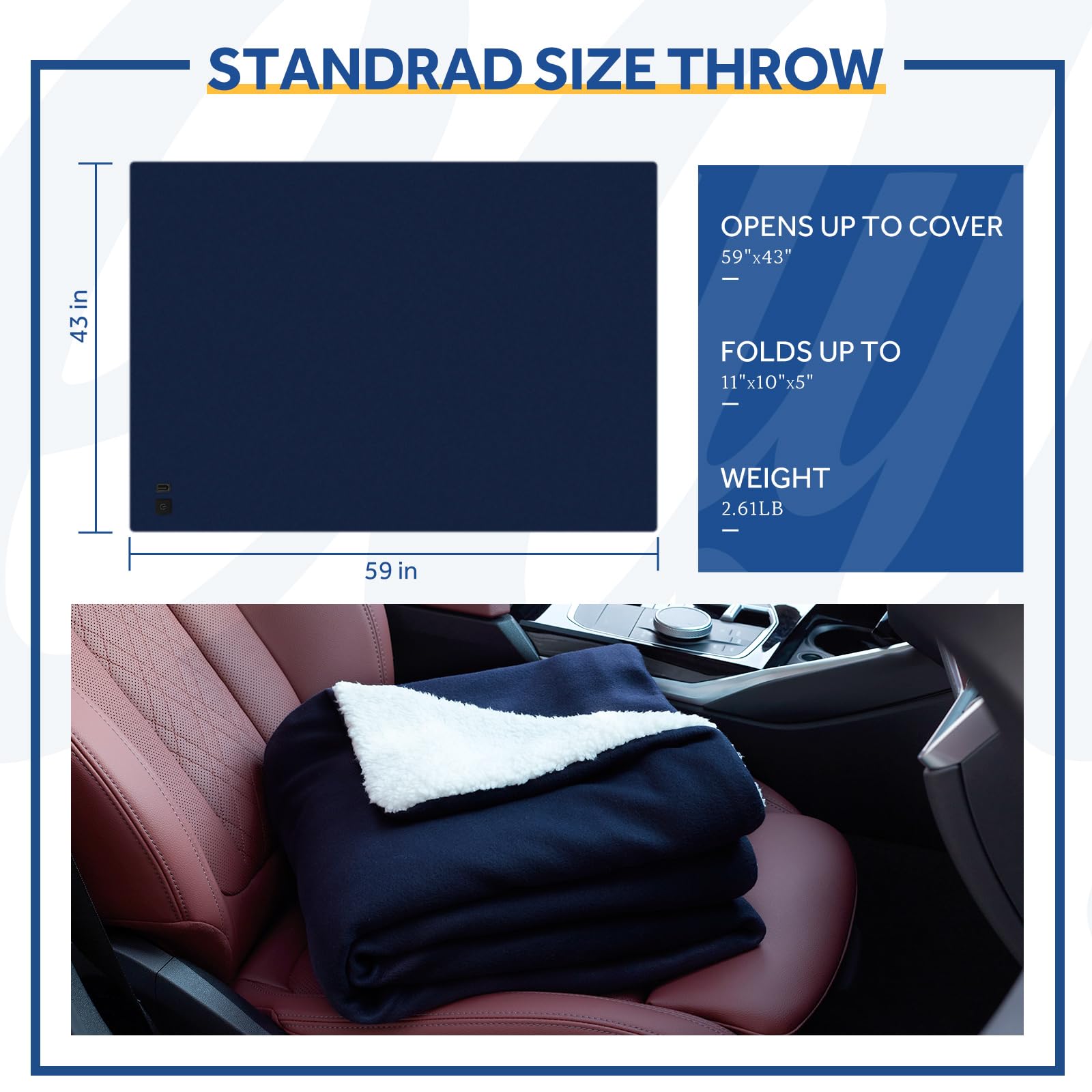 Sealy 12V heated car blanket machine washable for easy care