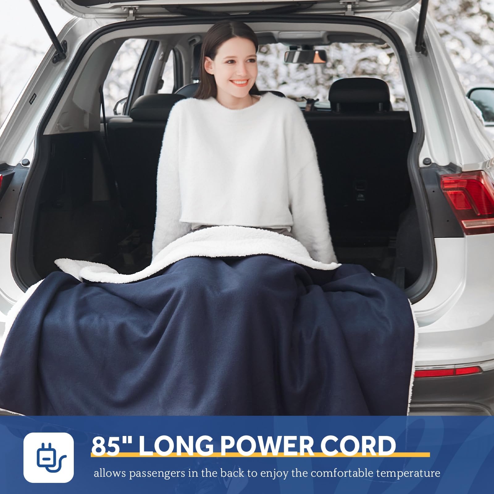 Sealy 12V heated car blanket with overheating protection for safety