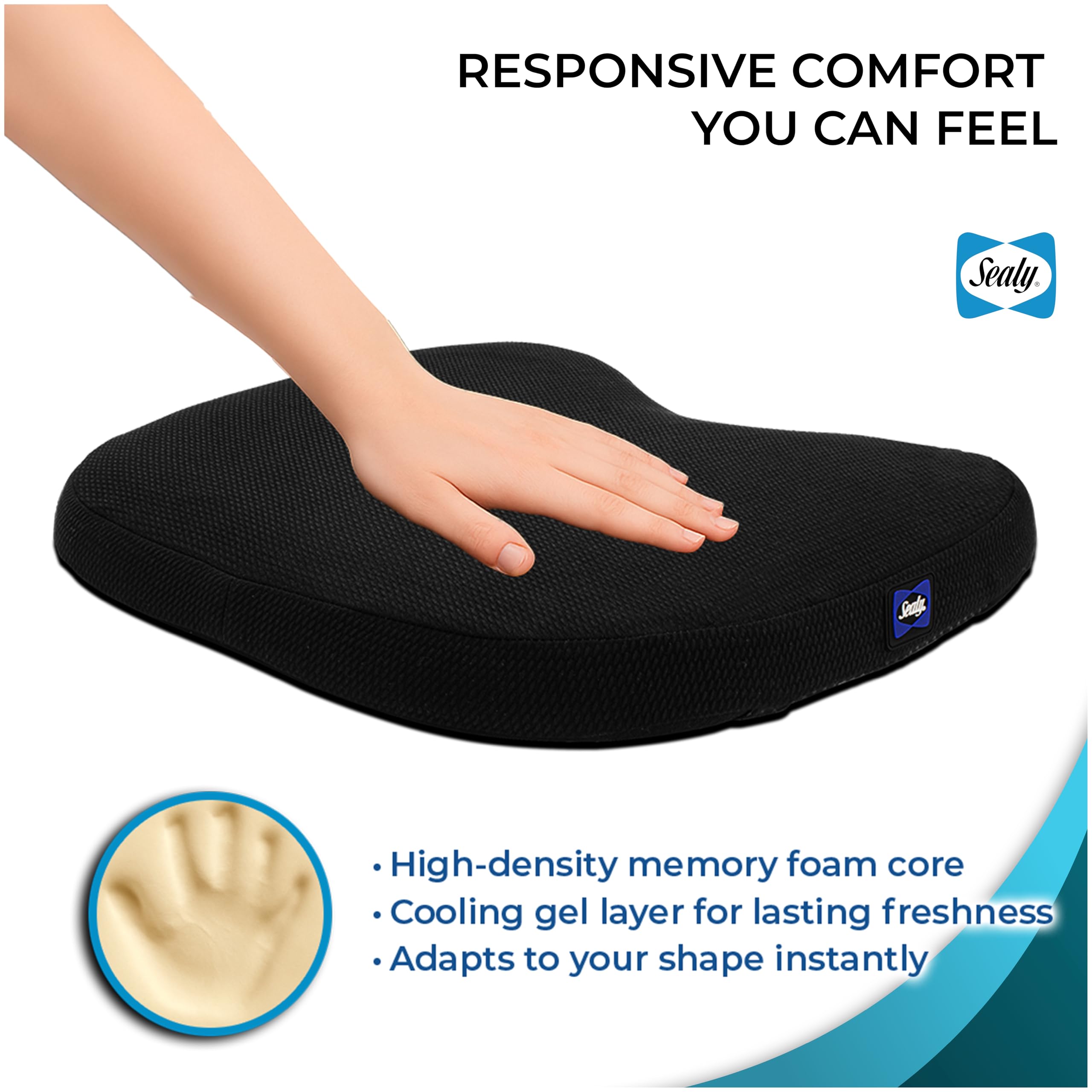 Sealy machine-washable cover simplifies cleaning and maintenance.