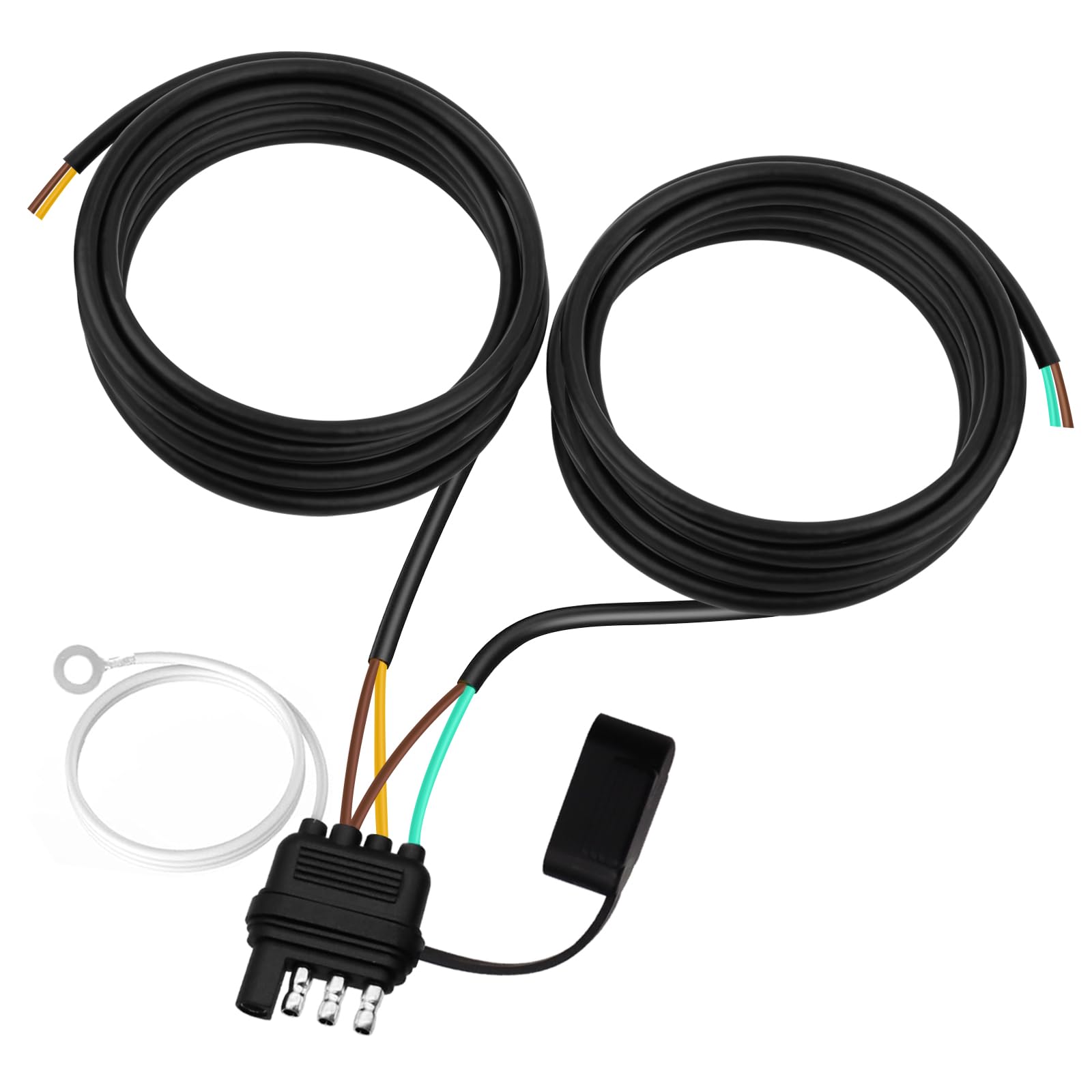 Seamaka 26ft 4-pin trailer harness with long-length wiring for RV and boat trailers.