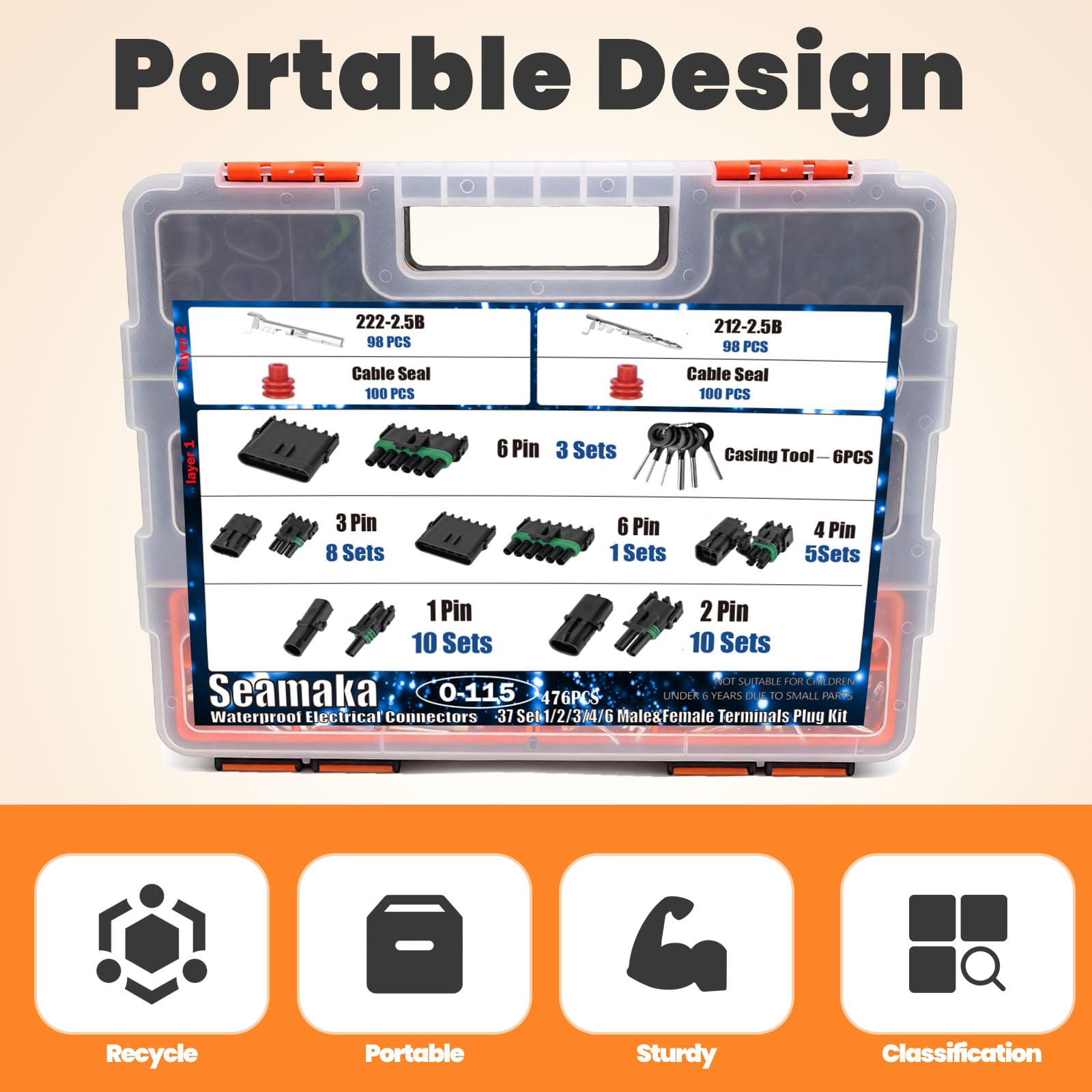 Seamaka 2-pin connector set enables reliable multi-wire connections under hood.