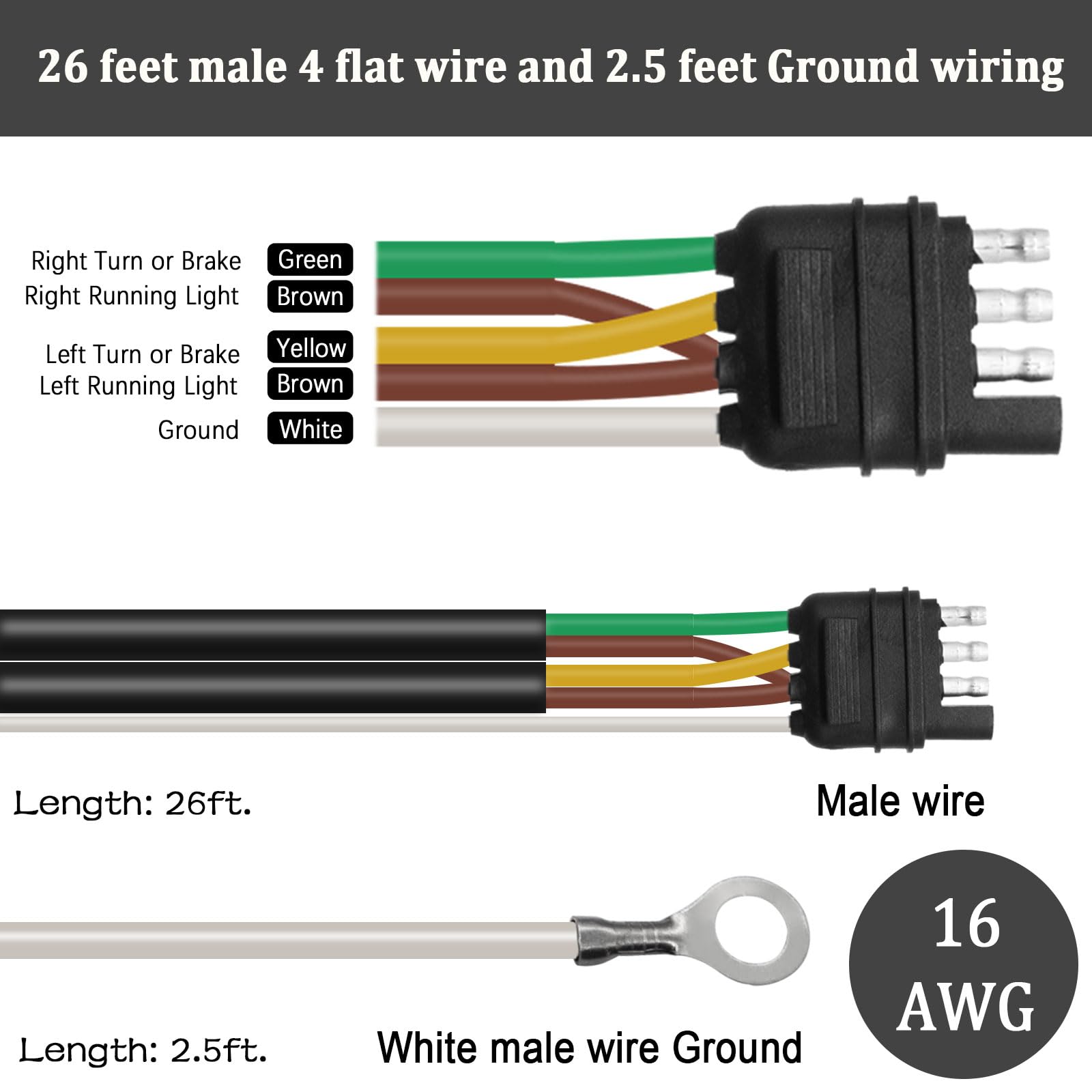 Seamaka jacketed 16 AWG trailer cable emphasizes durability and weather resistance during outdoor use.