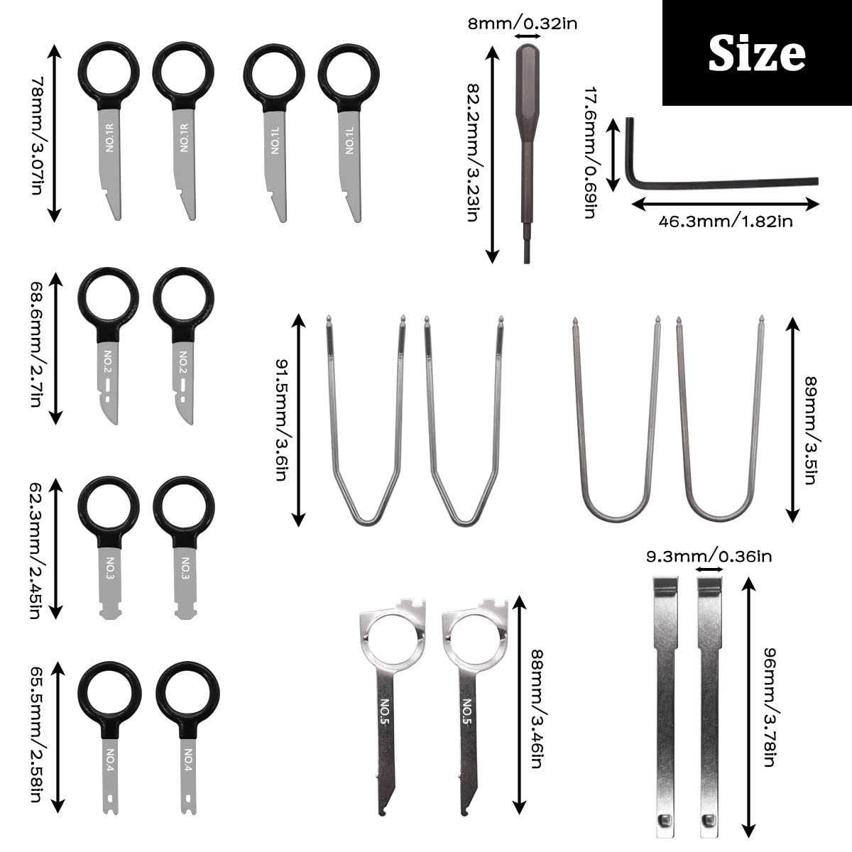 Seamaka steel tools set for durable, precise disassembly of radios and dashboards.