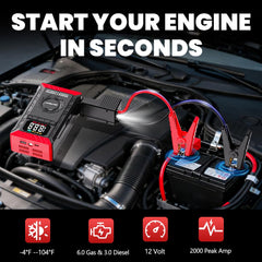 SEAMOUNT 2000A jump starter with inflator display for quick tire pressure checks