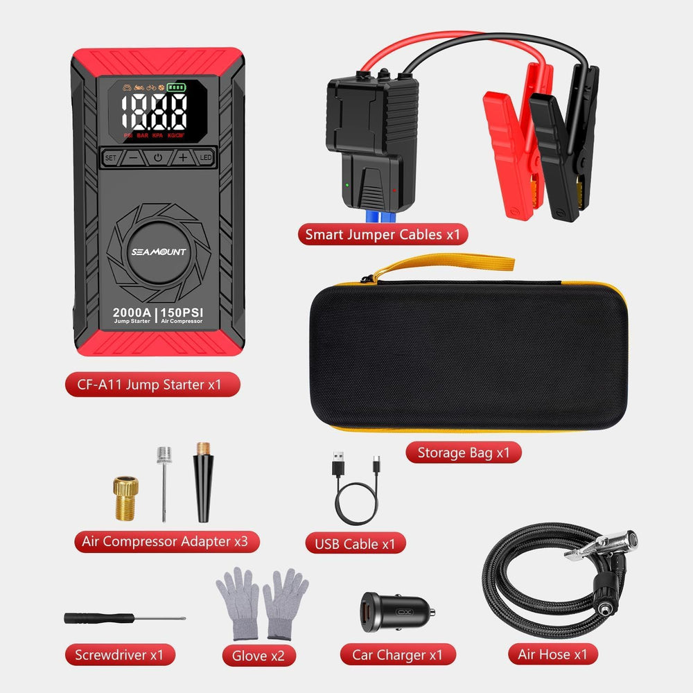 SEAMOUNT 2000A jump starter emergency kit included boosts roadside readiness