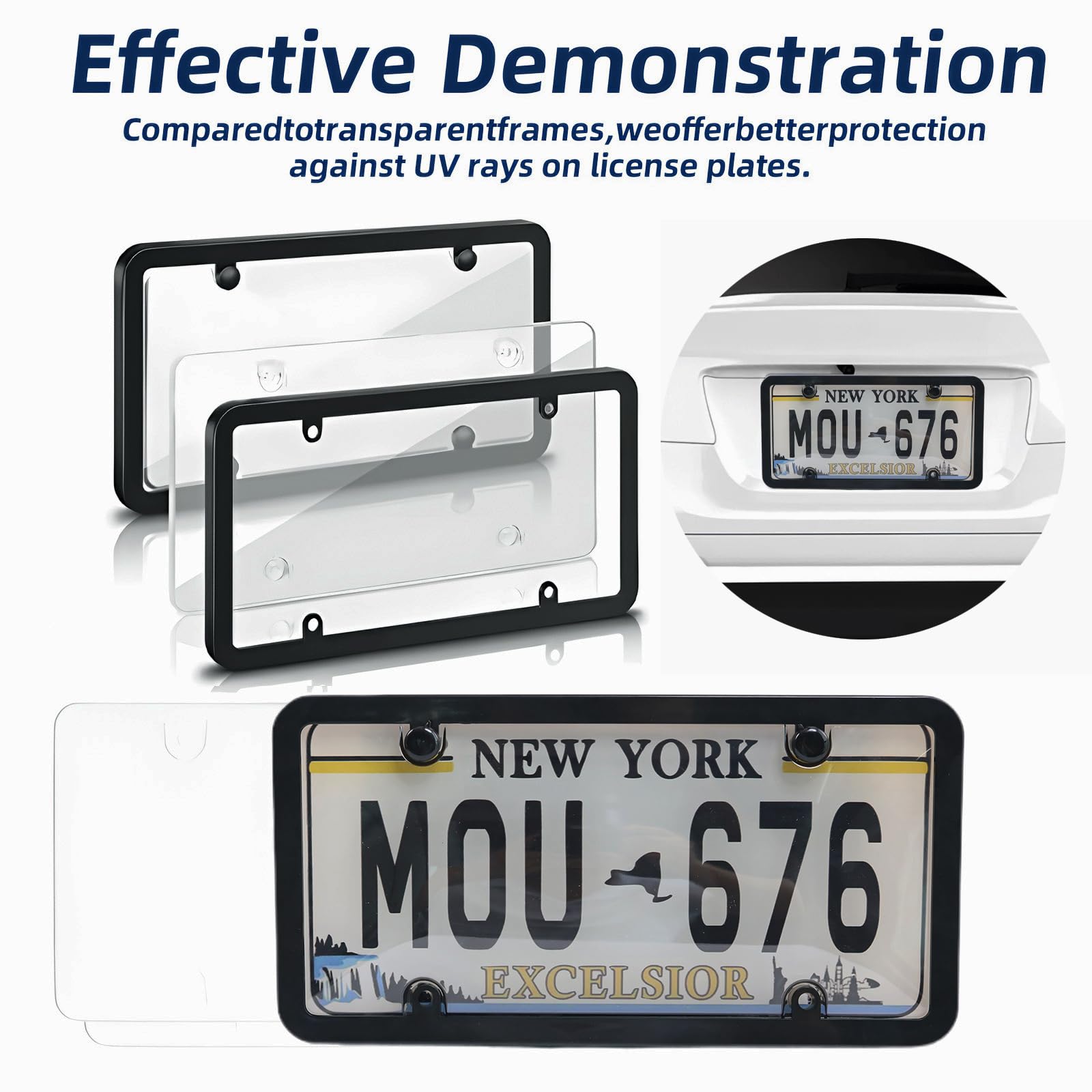 SEARART license plate cover screw caps detail showing neat finish and shielded screws.