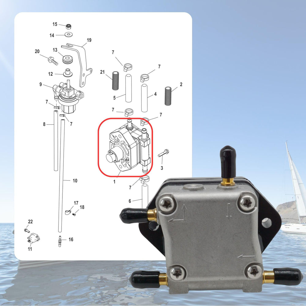 SeaSierra fuel pump compatible with Mercury 881862T fittings