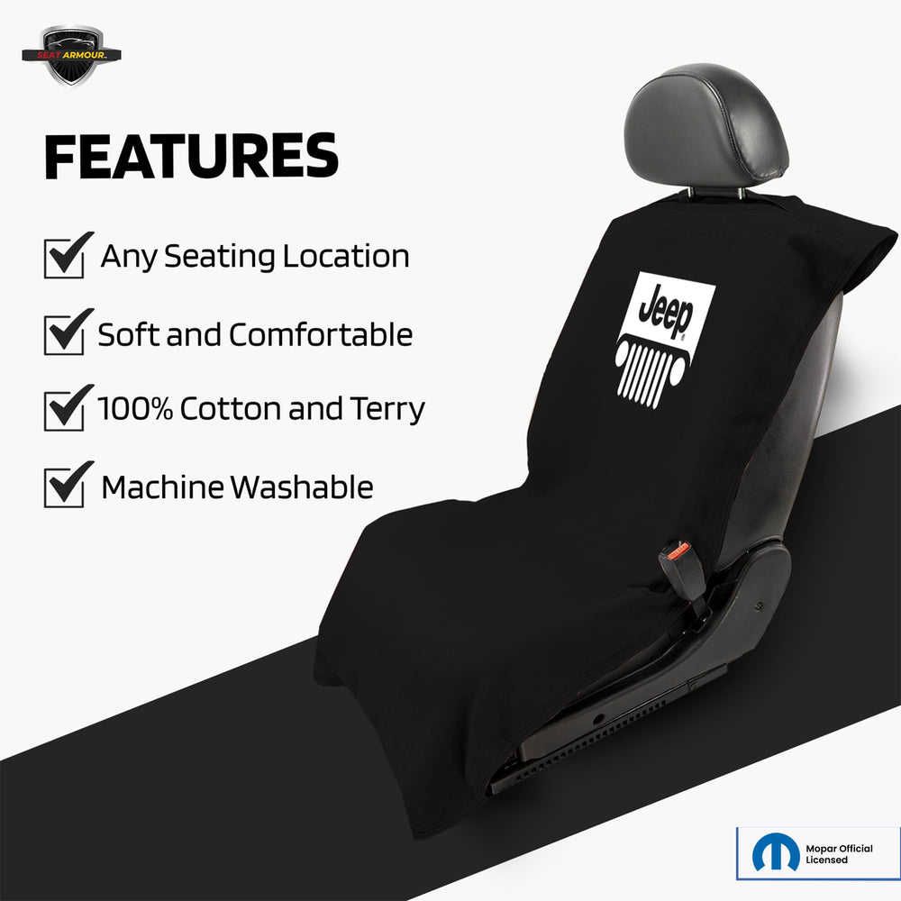 Seat Armour multipurpose jeep towel doubles as gym towel or beach mat.