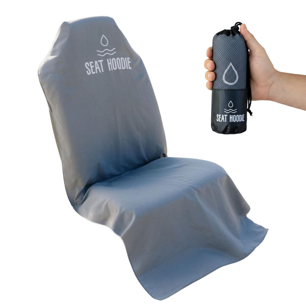 Seat Hoodie car seat towel front view with quick-drying microfiber protection.