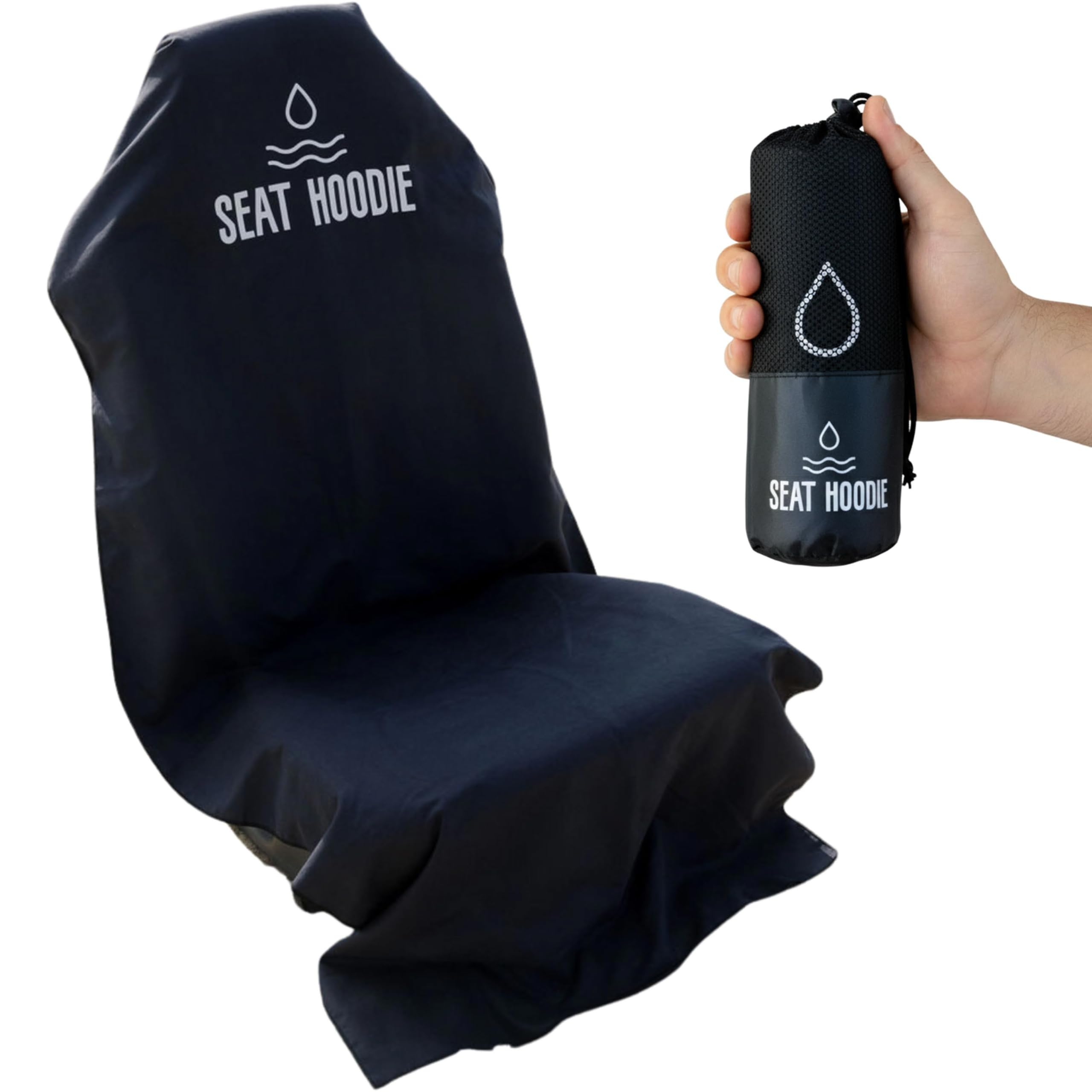 Seat Hoodie hooded car seat towel protects seats from sand and sweat.
