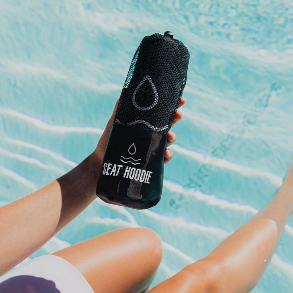 Seat Hoodie yoga towel helps manage sweat on the go.