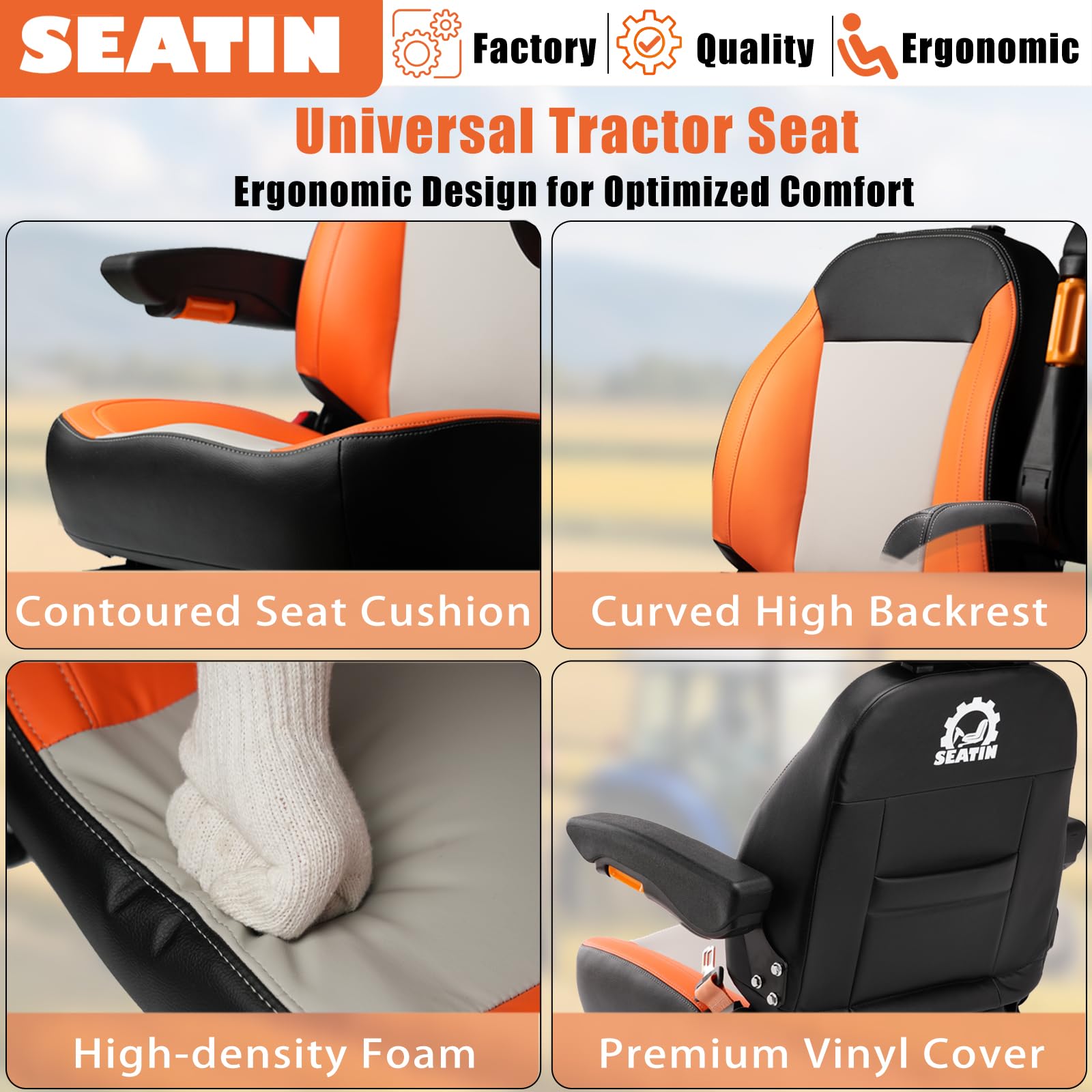SEATIN tractor seat backrest provides lumbar support