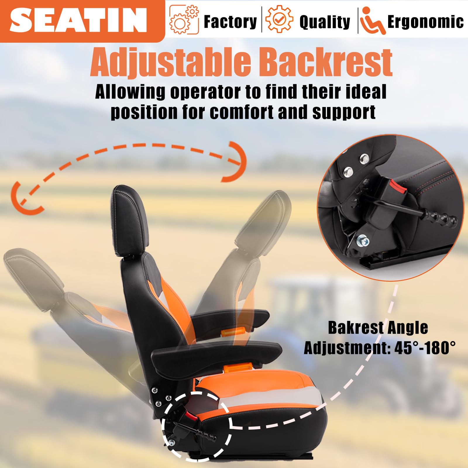SEATIN seat showing safety belt and micro switch for stability