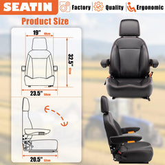 SEATIN universal tractor seat side view with backrest support for posture