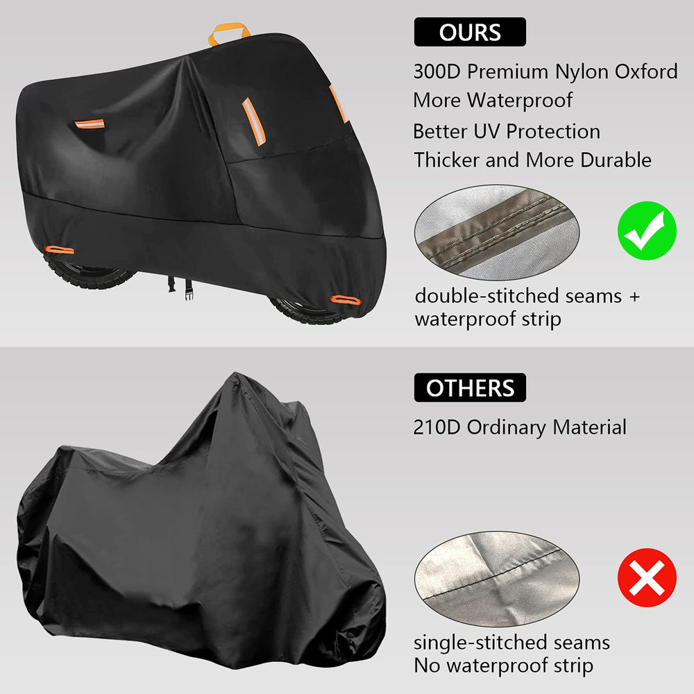 Seceles 300D cover back view shields bike outdoors from dust