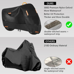 Seceles 300D cover back view shields bike outdoors from dust
