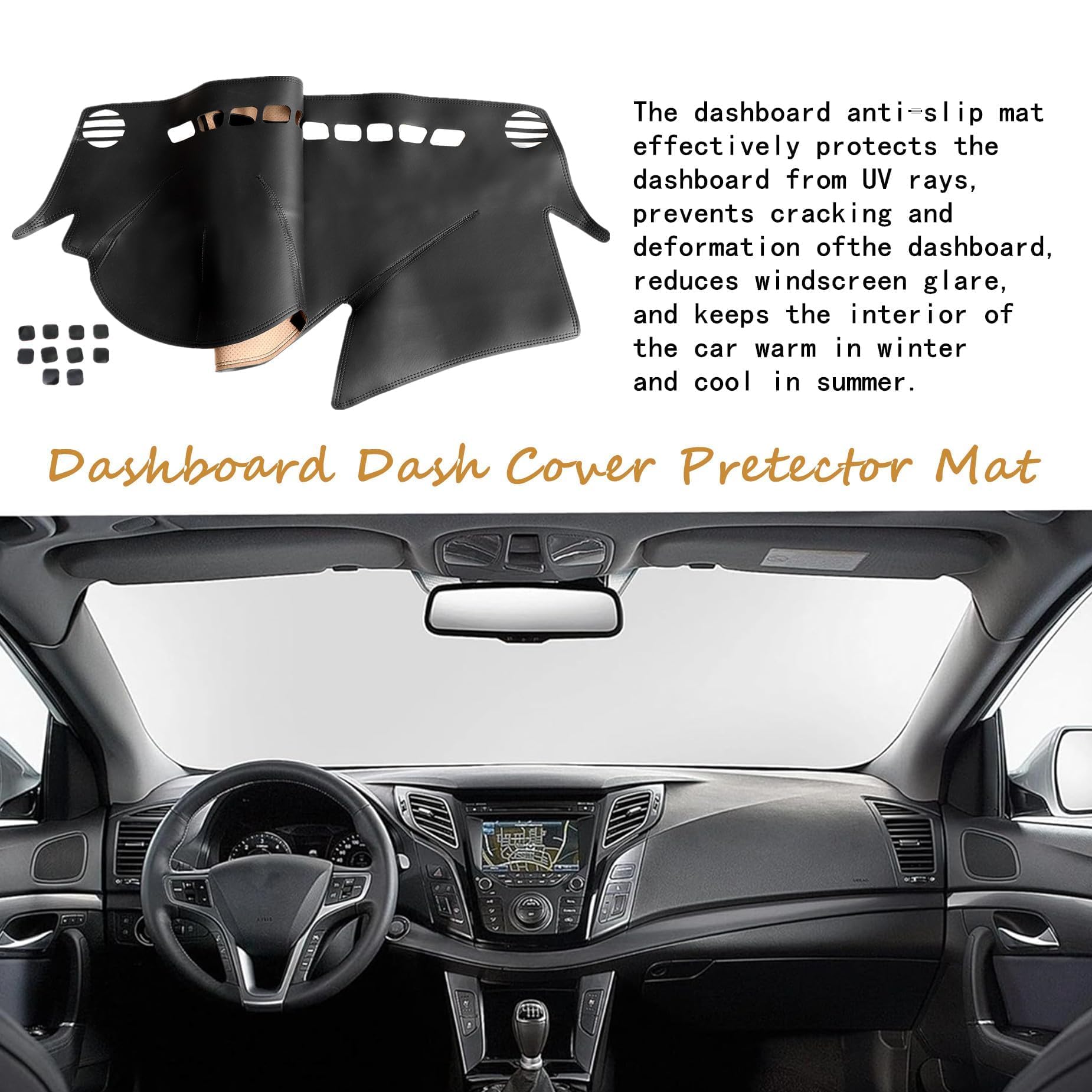 SecosAutoparts leather dash protector side angle minimizes surface wear