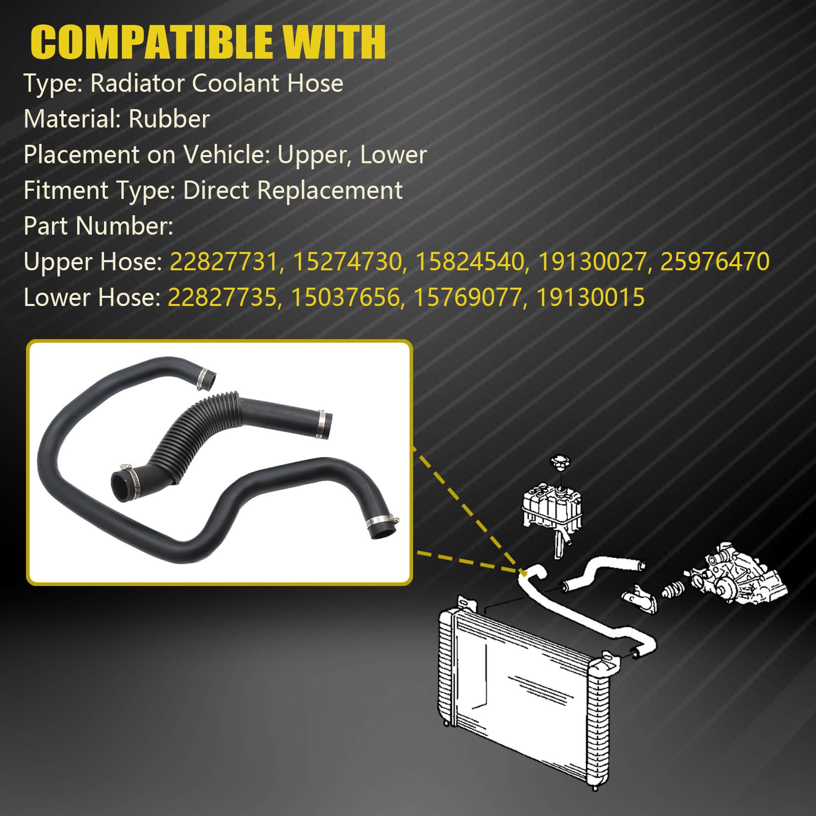SecosAutoparts upper hose for Cadillac Escalade 2007–2014 maintains coolant flow