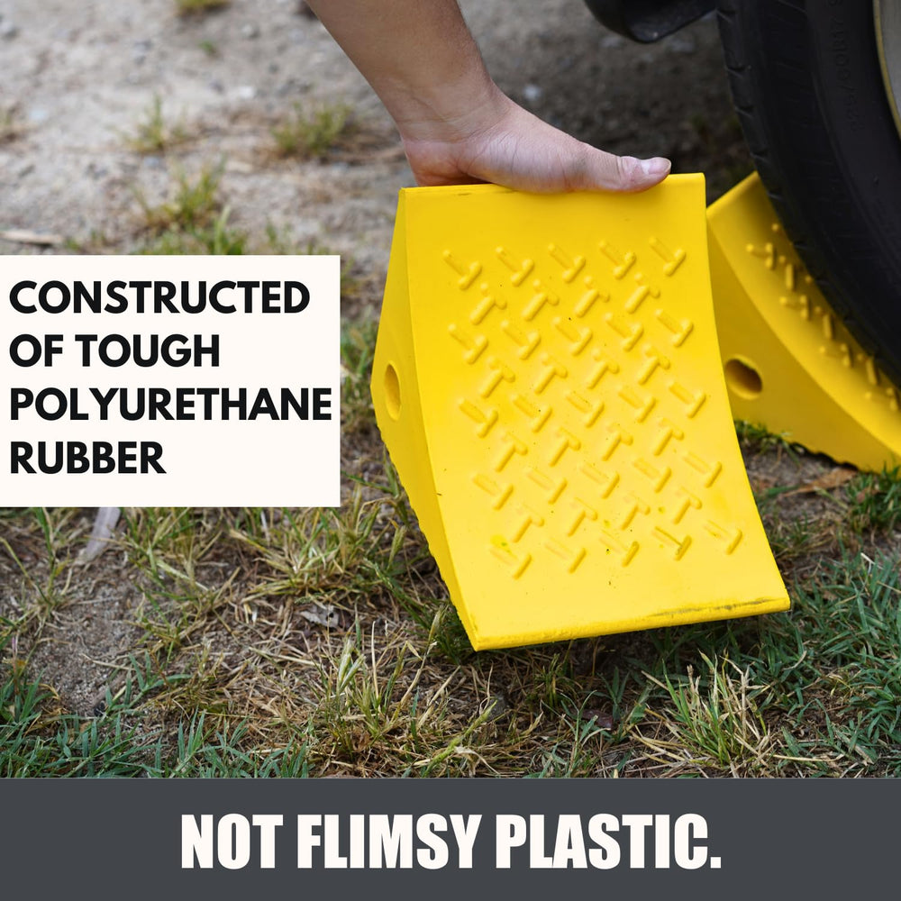 SecurityMan solid rubber wheel chocks provide grip on all surfaces.