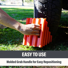 Chocks feature molded grab handles for easy repositioning.