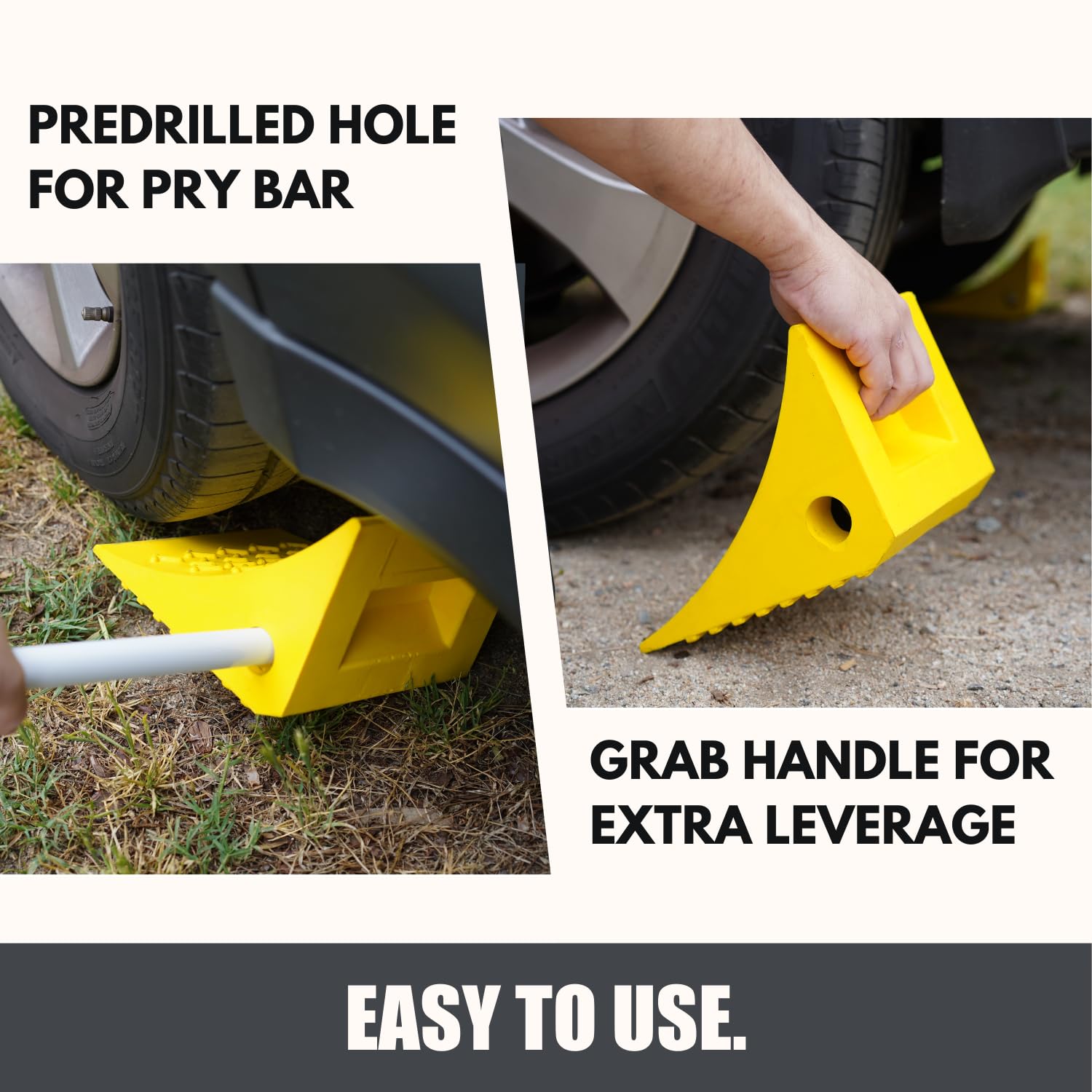 SecurityMan molded grab-handle wheel chocks for quick placement.
