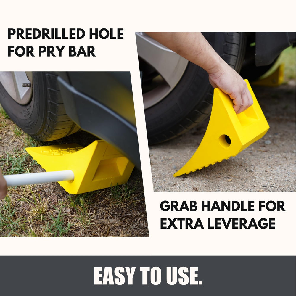 SecurityMan molded grab-handle wheel chocks for quick placement.