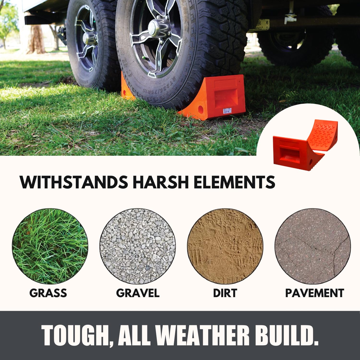 SECURITYMAN wheel chocks with predrilled holes for securing with rope or chain.