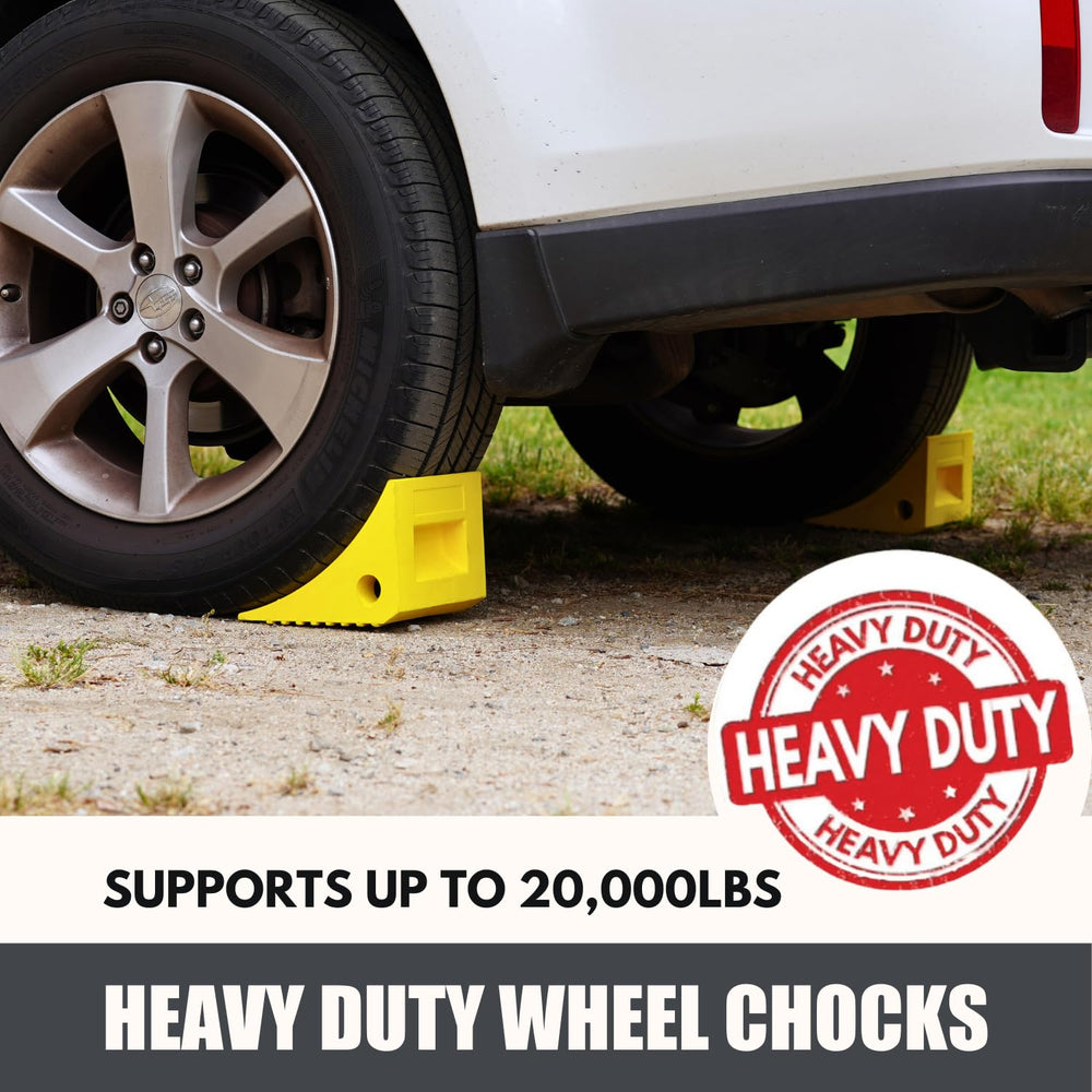 SecurityMan wheel chocks for trailers and RVs offer high visibility.