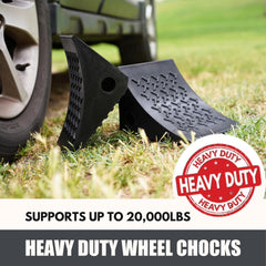 SECURITYMAN wheel chocks with treaded grip for all surfaces.