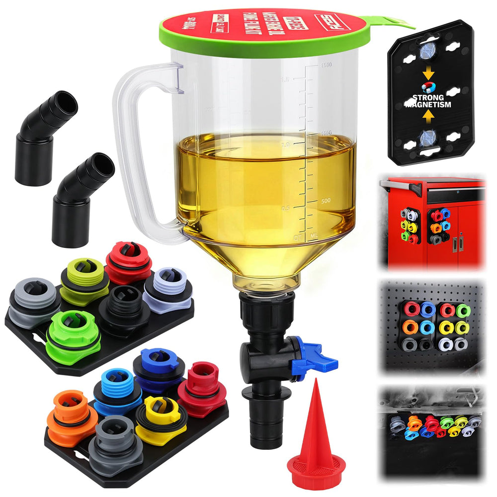 SEDY 18-piece oil funnel kit with adapters for broad vehicle compatibility