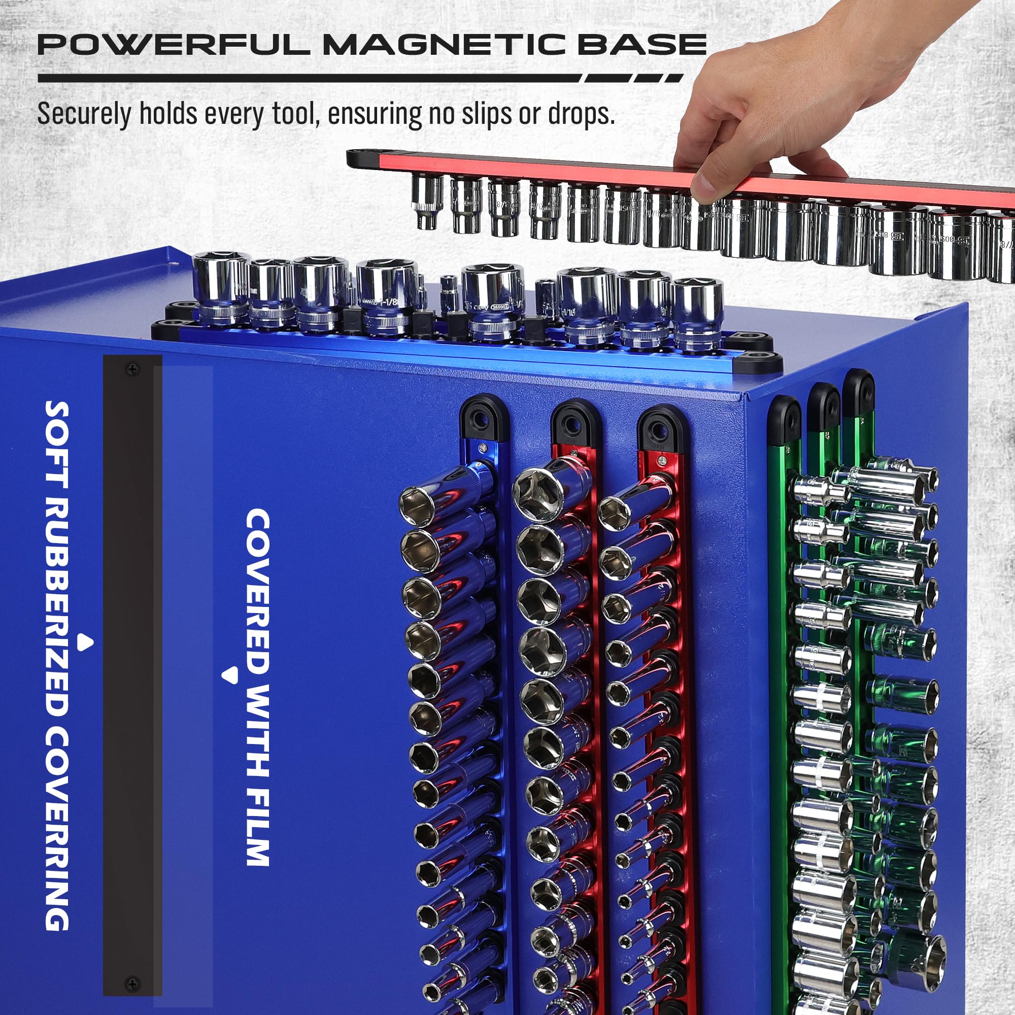 SEDY magnetic back holds to metal surfaces for wall mounting.
