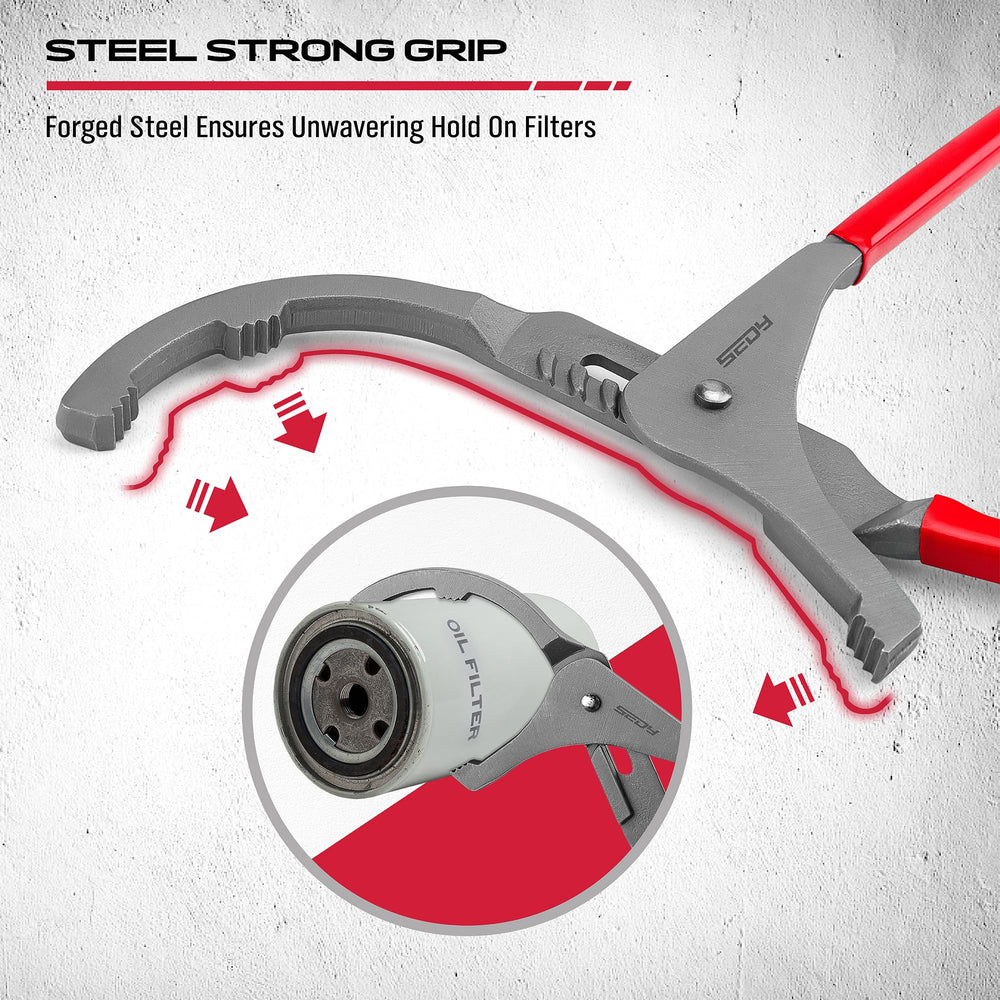 SEDY oil filter wrench 12in pliers reach tight spaces with strong leverage