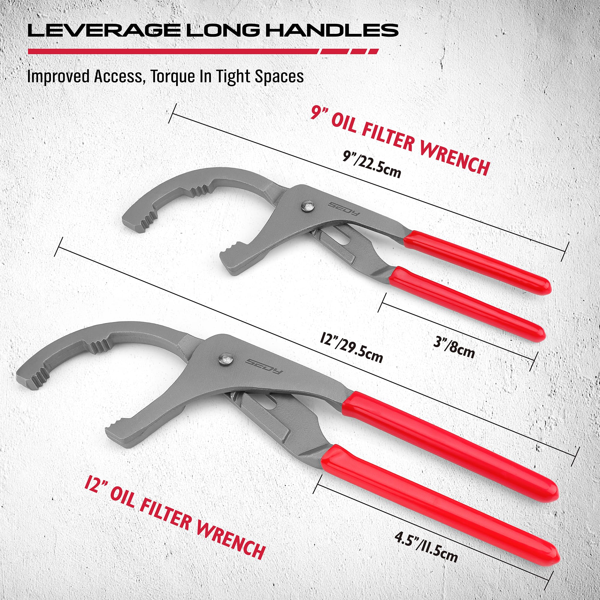 SEDY ergonomic grip reduces hand fatigue during oil filter removal