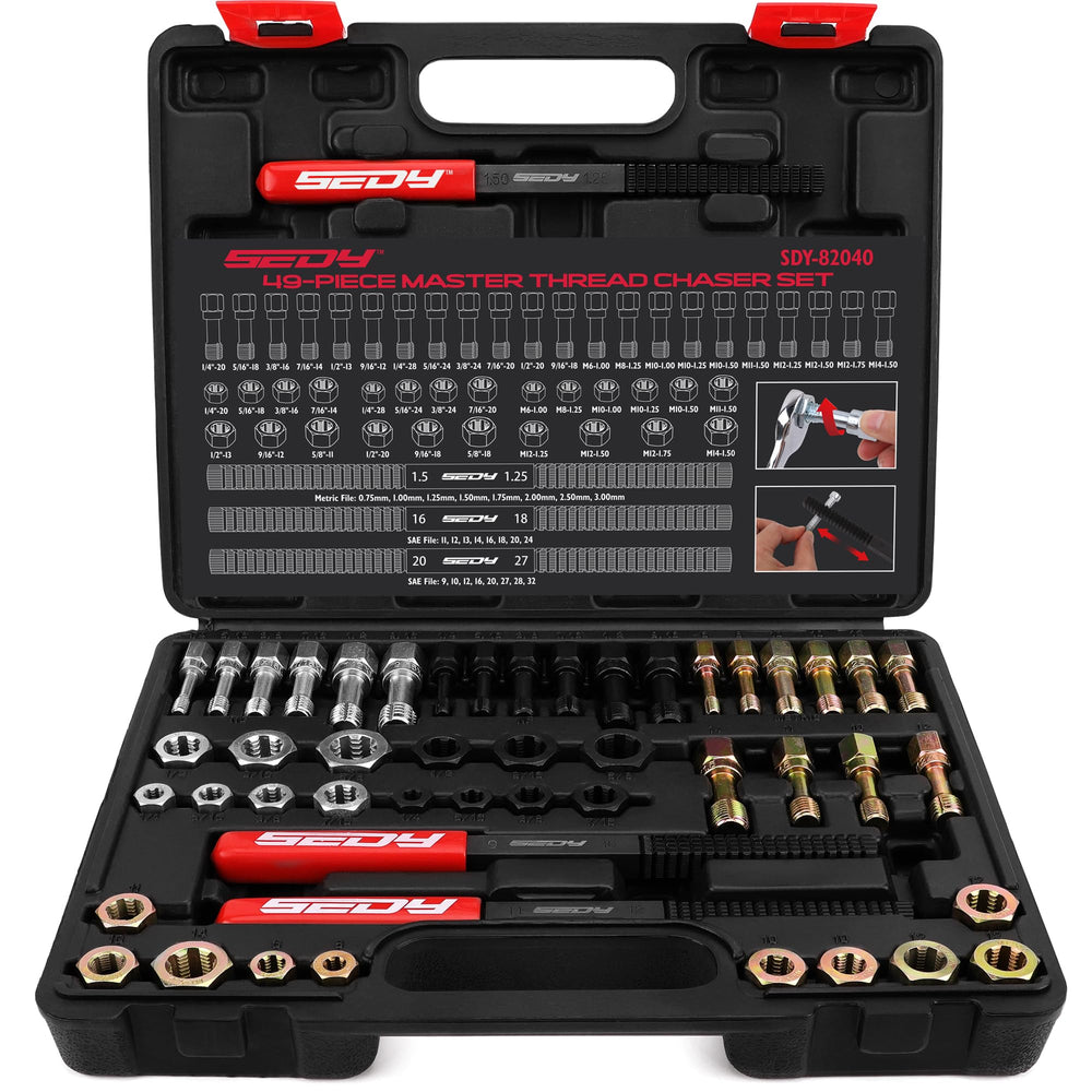 SEDY thread repair kit cover shown with an organized storage case for quick access