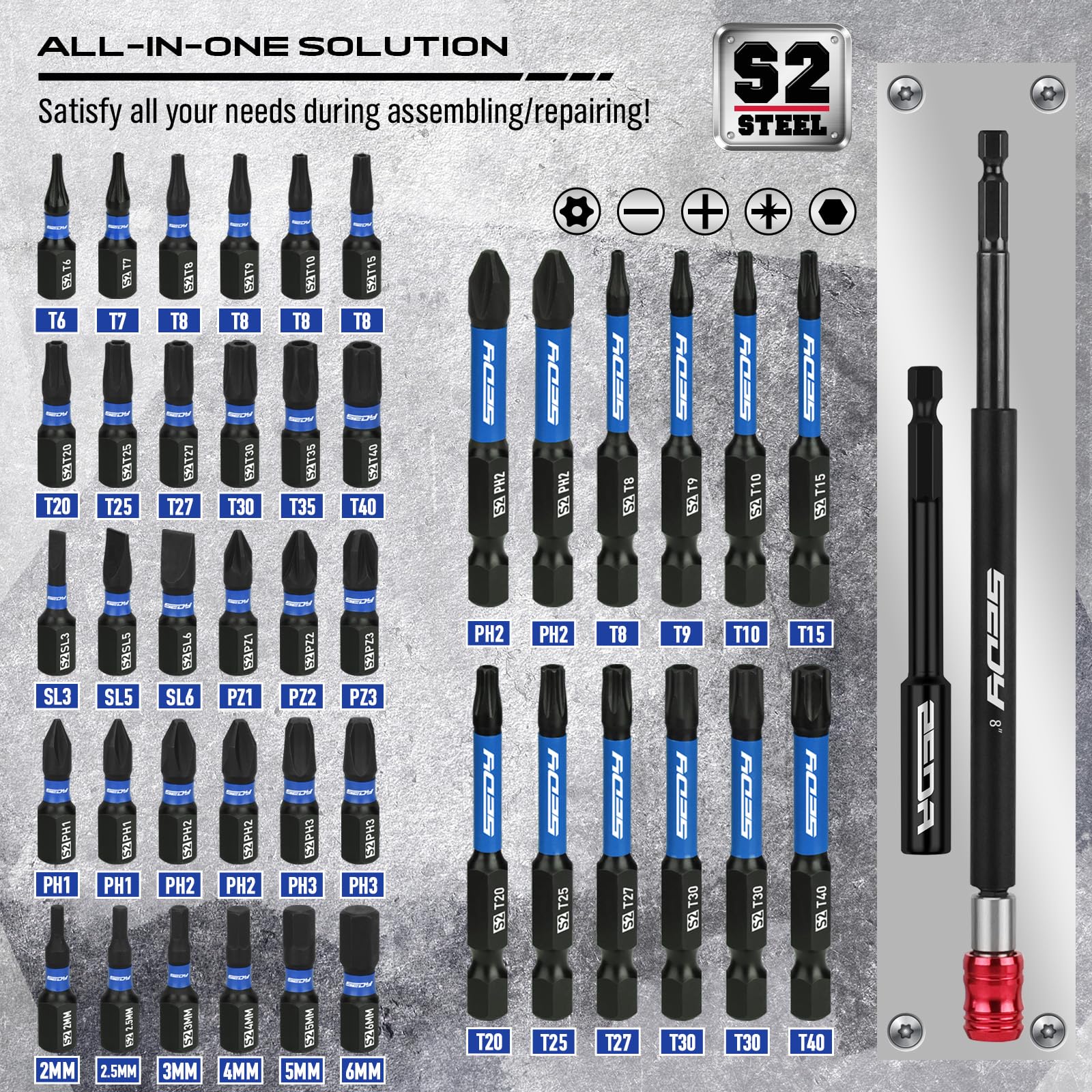 SEDY universal socket detail gripping odd-shaped fastener reliably