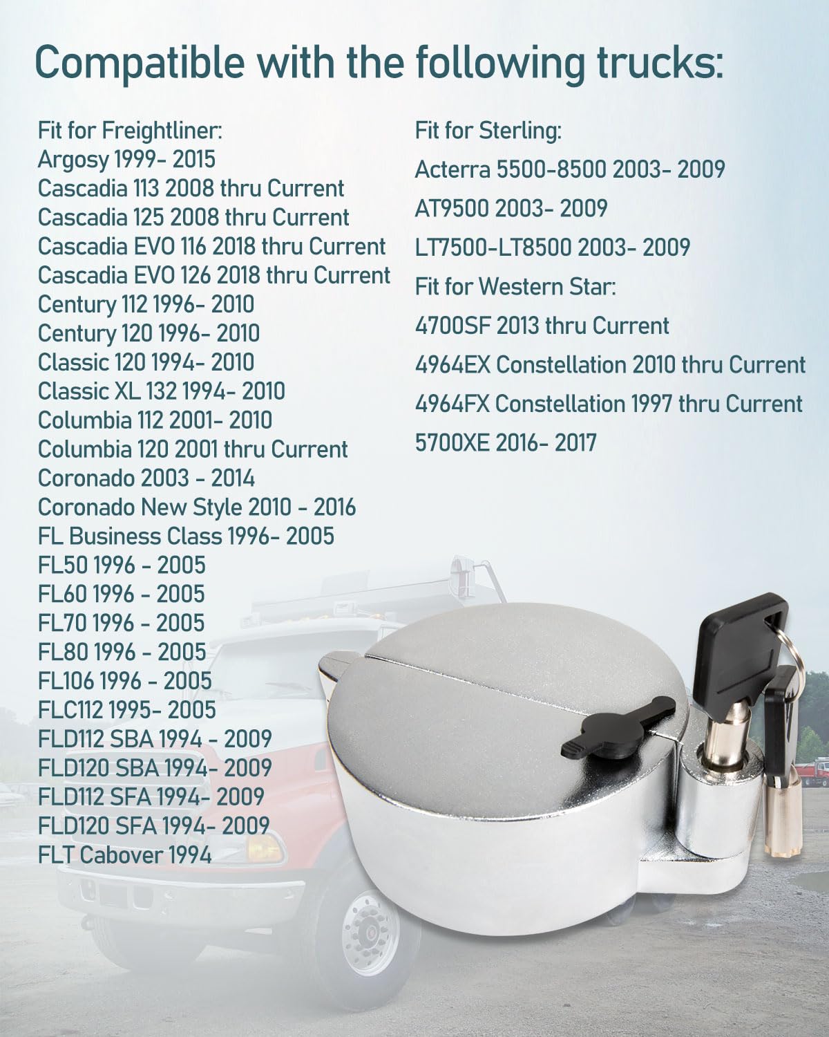 Seekdesi compatible with Freightliner Sterling and Western Star on rugged trucks.