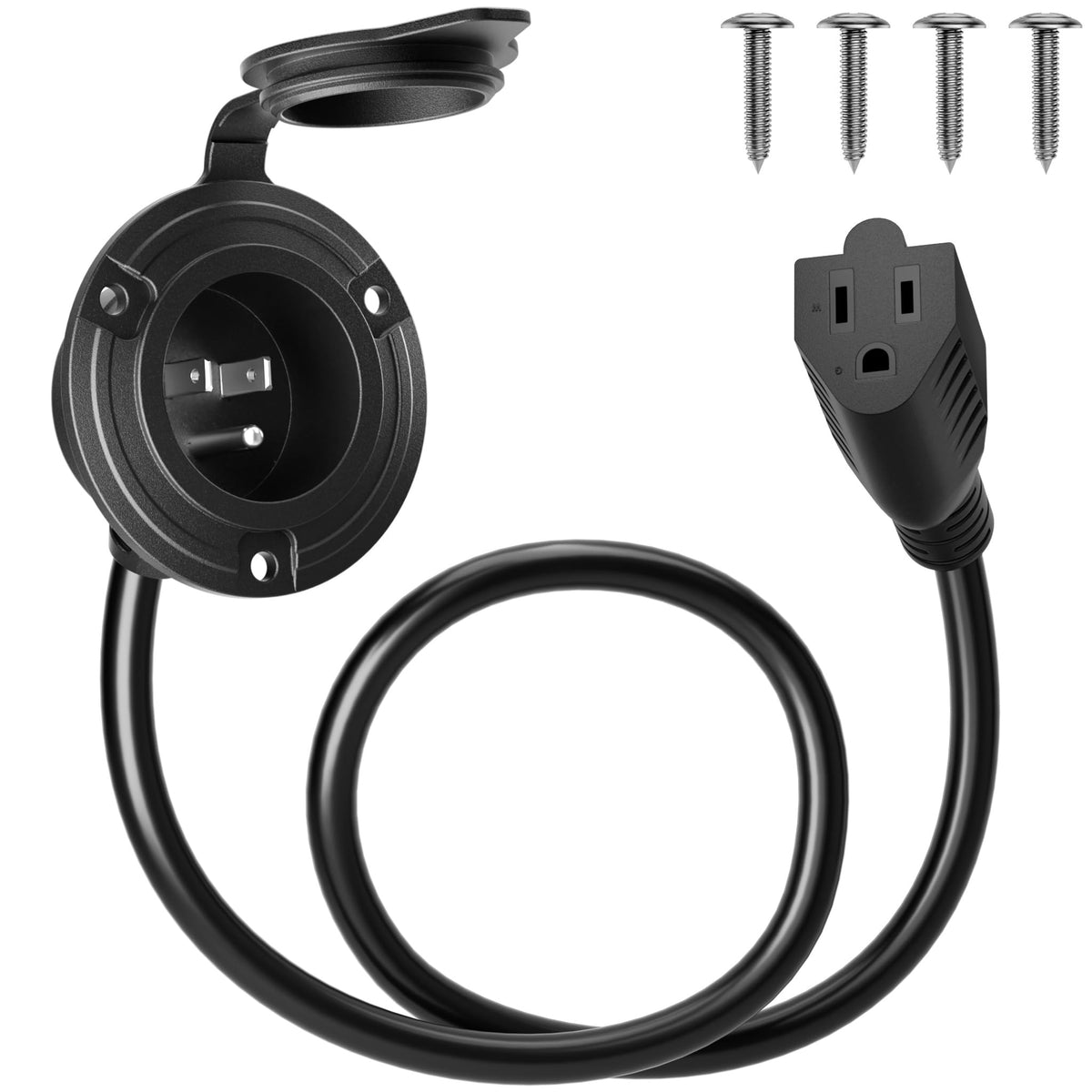 Seeklyze shore power inlet plug 15A 125V ready for RV and boat power hookups