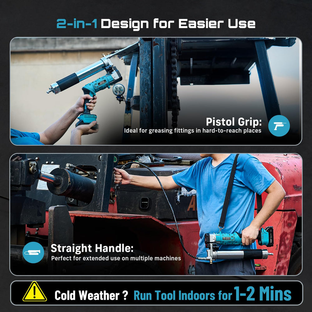 Seesii cordless grease gun delivers up to 12k psi with high-flow lubrication.