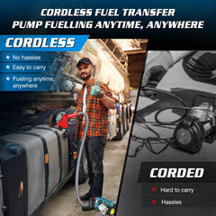 Seesii transfer pump with auto shut-off nozzle preventing spills.